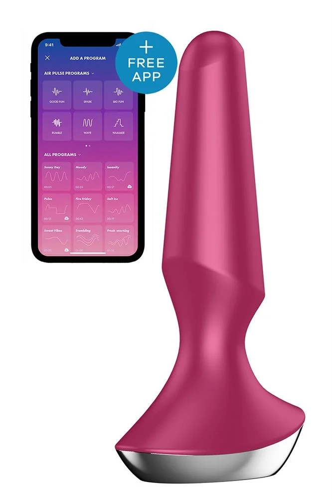 Пробка с вибрацией "Satisfyer Plug-Ilicious 2" + приложение, малиновая 