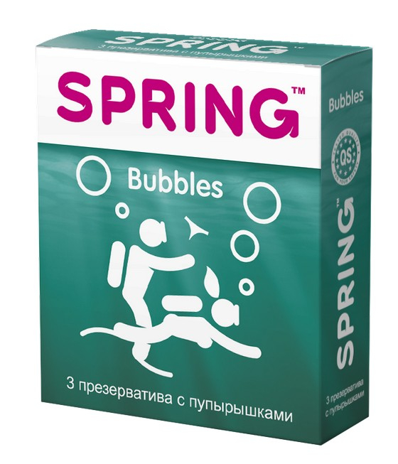 Презервативы "Spring Bubbles" с точечной поверхностью, 3шт 